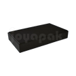 Exhibidor de terciopelo o velour negro tipo bloque rectangular alto para mostrador, vista de frente.