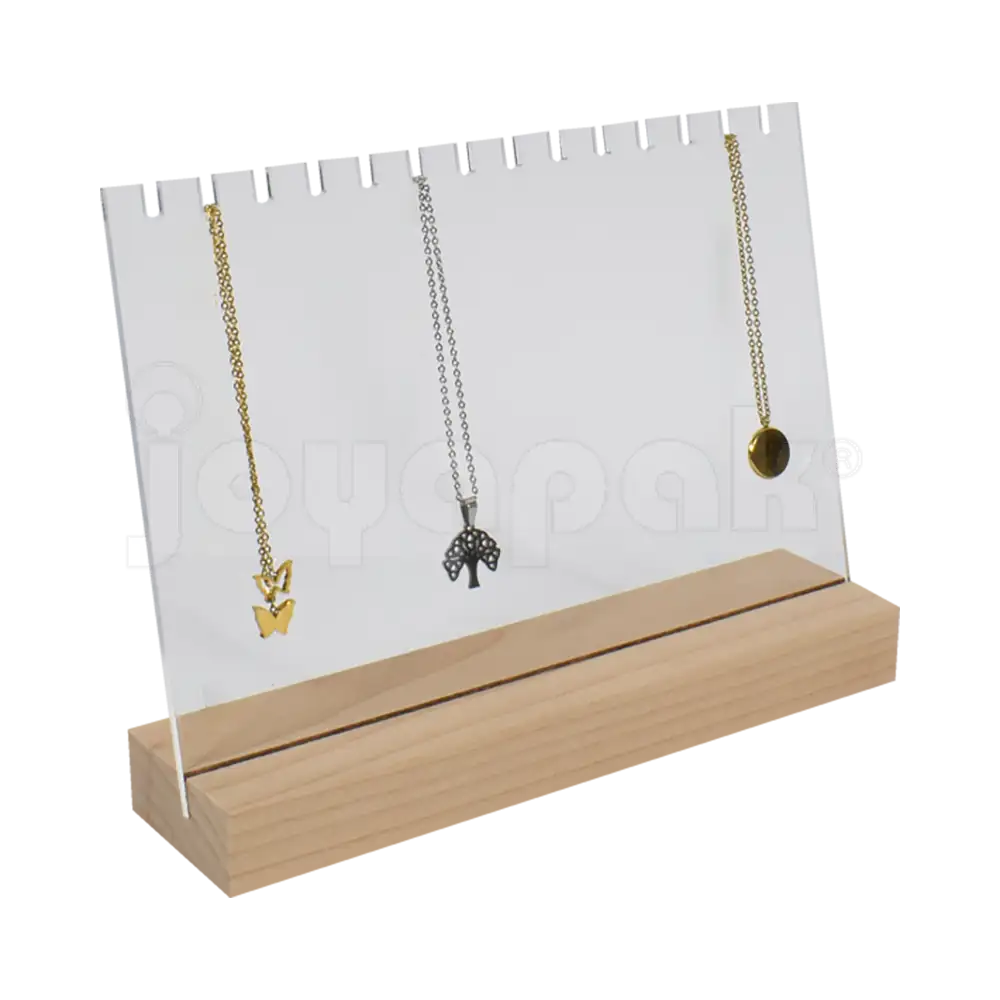 Exhibidor de Acrílico Transparente con Madera para 13 Pulsera/Chocker