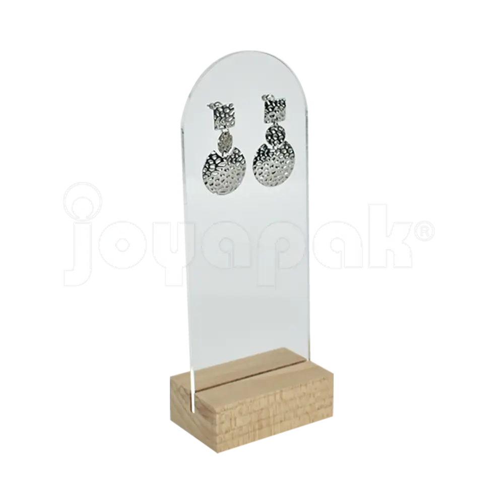Exhibidor de Acrílico Transparente con Madera para Arete