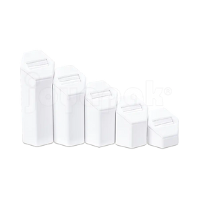 Exhibidor de madera y tela blanco 5 torres hexagonales para anillos