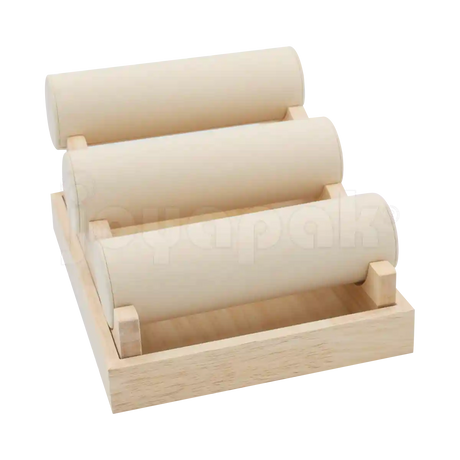 Exhibidor de Madera Natura Barra Triple para Pulseras