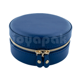 Alhajero redondo de viaje portátil de piel sintética color Azul BL abierto.
