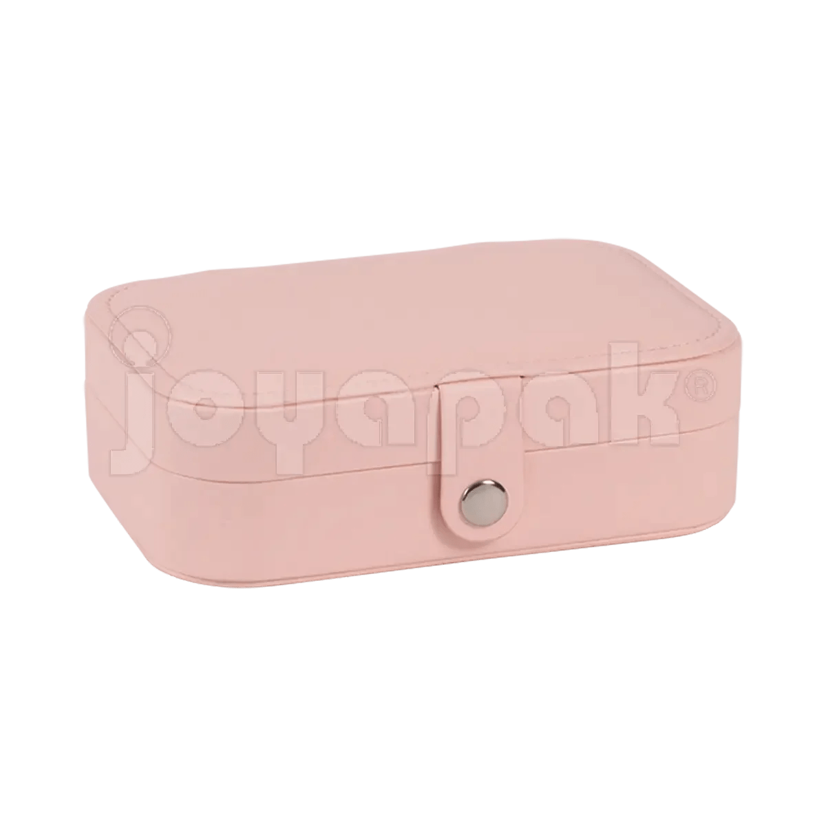 Alhajero de viaje texturizado color rosa pastel con cierre, vista superior exterior cerrado.