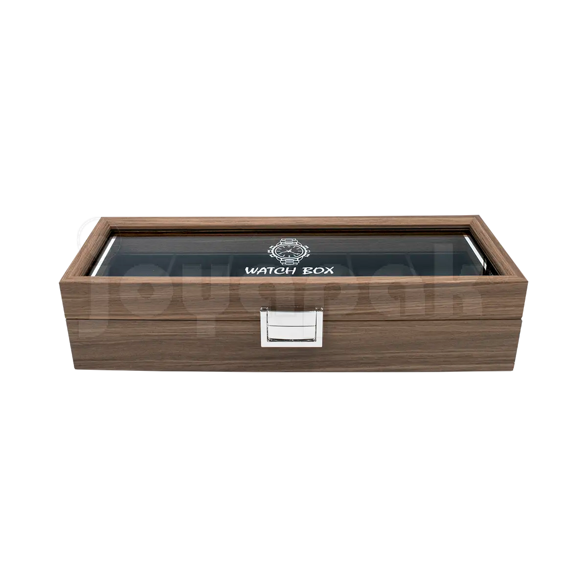 Estuche cerrado frontal de madera Negro para seis relojes.