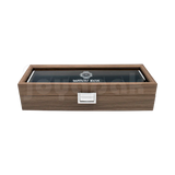 Estuche cerrado frontal de madera Negro para seis relojes.