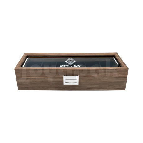 Estuche cerrado frontal de madera Negro para seis relojes.