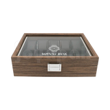 Estuche cerrado frontal de madera Negro para diez relojes.