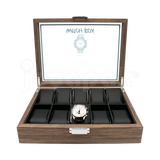 Estuches de madera Negro para diez relojes abiertos y cerrados.