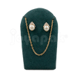 Exhibidor de madera Esmeralda 6802 con juego de collar largo de gala, plano de detalle.