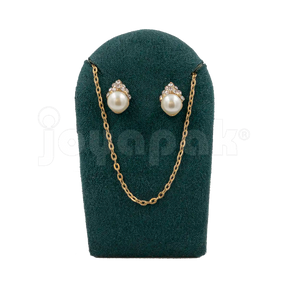 Exhibidor de madera Esmeralda 6802 con juego de collar largo de gala, plano de detalle.