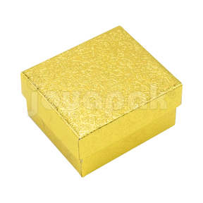 Caja de cartón para anillos en color dorado metalizado, modelo Estrella Chica, ideal para joyería.