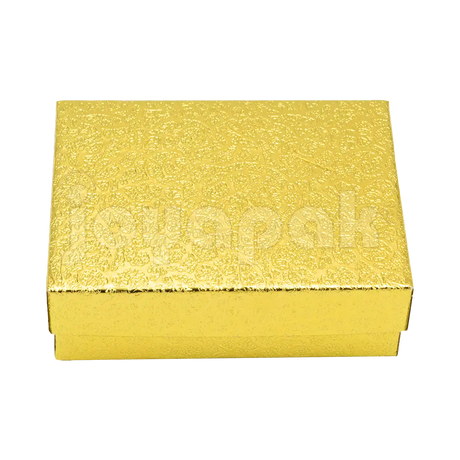 Caja de cartón dorada para aretes y collar, modelo Estrella Mediana de Joyapak.