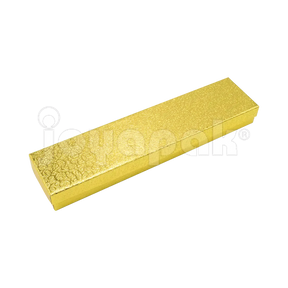 Caja de cartón dorada para pulsera o esclava, modelo Estrella, sobre fondo blanco.