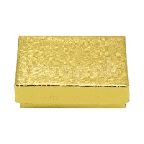 Caja Fiore chica para anillo o broquel en color dorado con acabado metalizado y diseño floral.