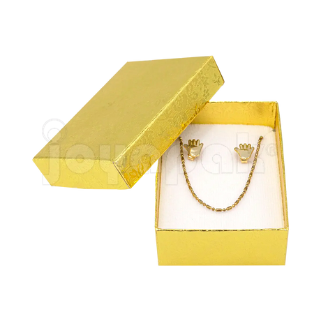 Interior de la caja Fiore mediana con inserto de terciopelo y ranuras para colocar un juego de aretes y dije.