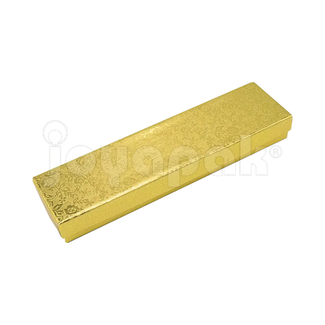 Caja Fiore rectangular para pulsera o esclava en color dorado con un elegante diseño floral.