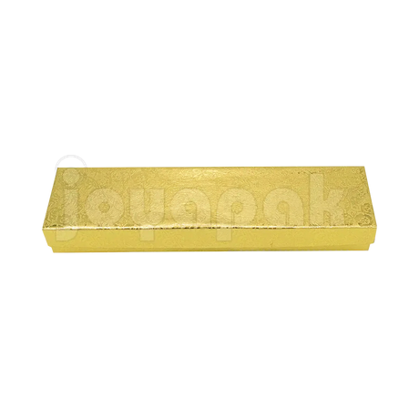 Caja Fiore rectangular para pulsera o esclava en color dorado con un elegante diseño floral.