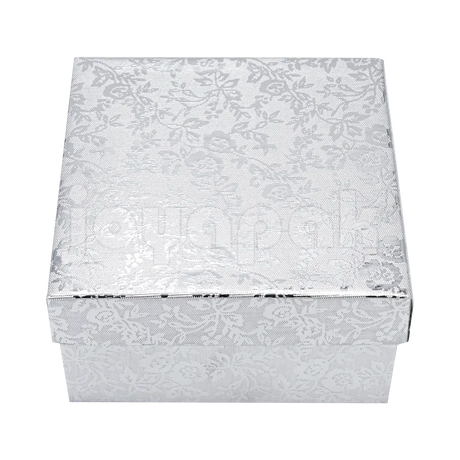 Caja alta para reloj modelo Fiore en un elegante acabado plateado metalizado.