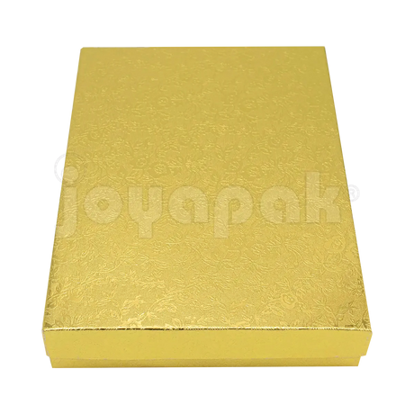 Caja Fiore grande para collar o juego de joyería en color dorado, mostrando su amplio tamaño y diseño floral.