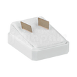 Interior de terciopelo blanco en caja de plástico para broquel, venta por mayoreo en Joyapak.