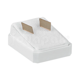 Interior de terciopelo blanco en caja de plástico para broquel, venta por mayoreo en Joyapak.