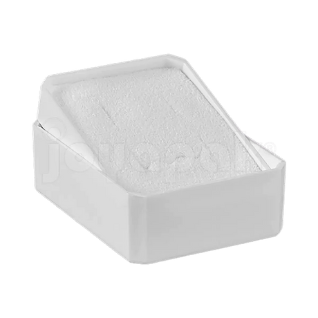 Interior de terciopelo blanco en caja de plástico para juego, venta por mayoreo en Joyapak.
