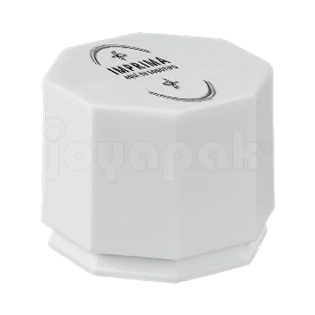 Caja exhibidor de plástico blanco para anillo, ideal para empaque de joyería con logo.