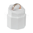 Interior de terciopelo blanco en caja de plástico para anillo, venta por mayoreo en Joyapak.