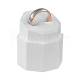 Interior de terciopelo blanco en caja de plástico para anillo, venta por mayoreo en Joyapak.