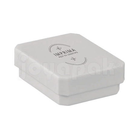 Caja exhibidor de plástico blanco para aretes, empaque profesional para joyería con logo impreso.