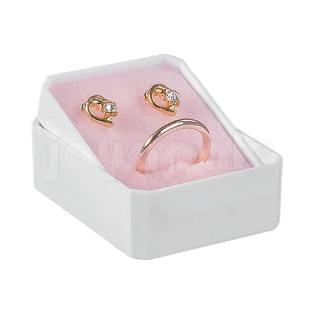 Caja para coordinado con opción de interior en terciopelo color rosa para joyería fina.