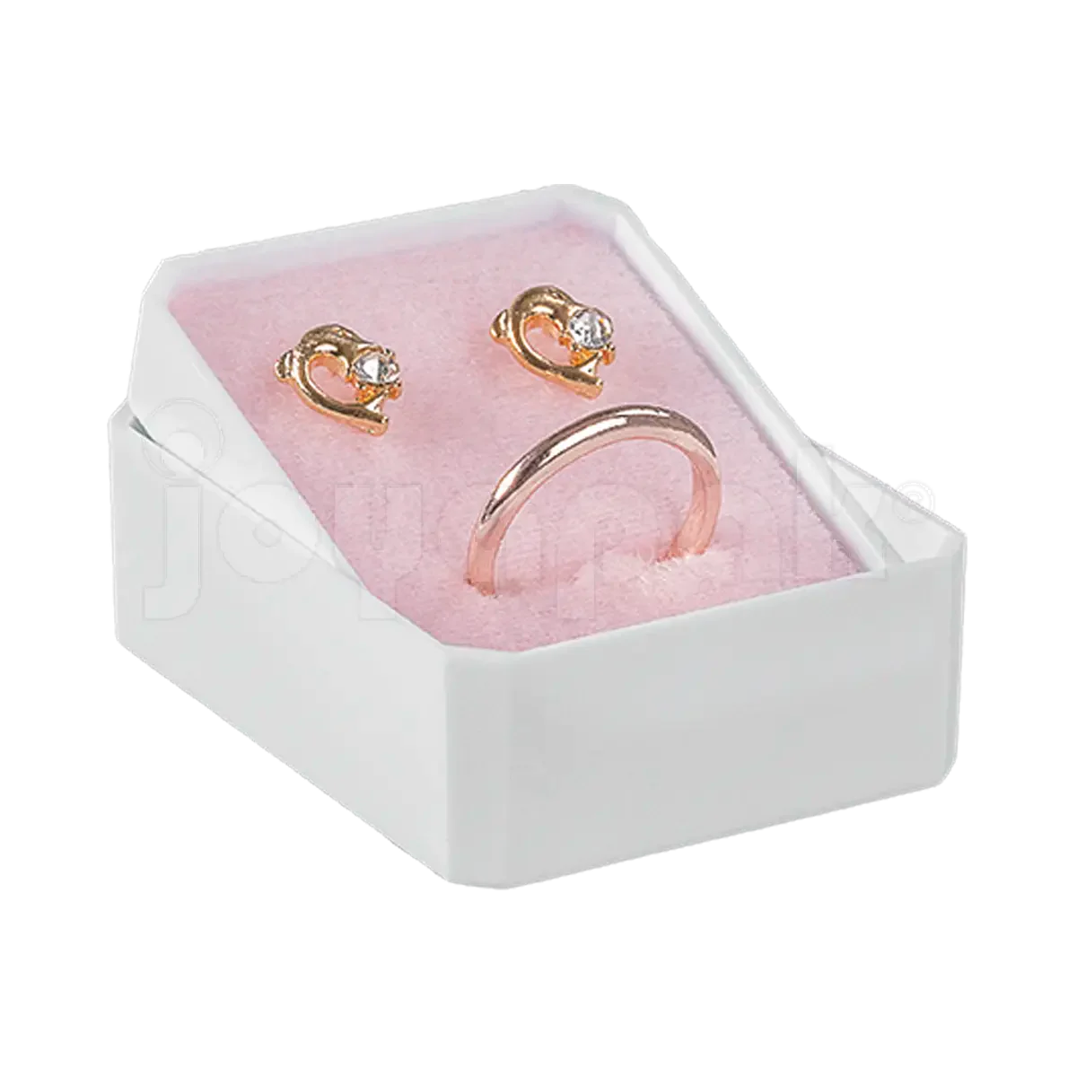 Caja para coordinado con opción de interior en terciopelo color rosa para joyería fina.