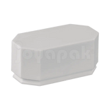Caja exhibidor de plástico blanco para argollas, empaque profesional para joyería de bodas.