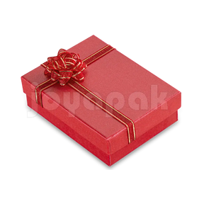 aja de cartón colorida con moño para juego de cadena y dije.