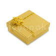 Caja de cartón cuadrada para aros de la colección Fashion, en color amarillo y con un moño decorativo en la tapa.