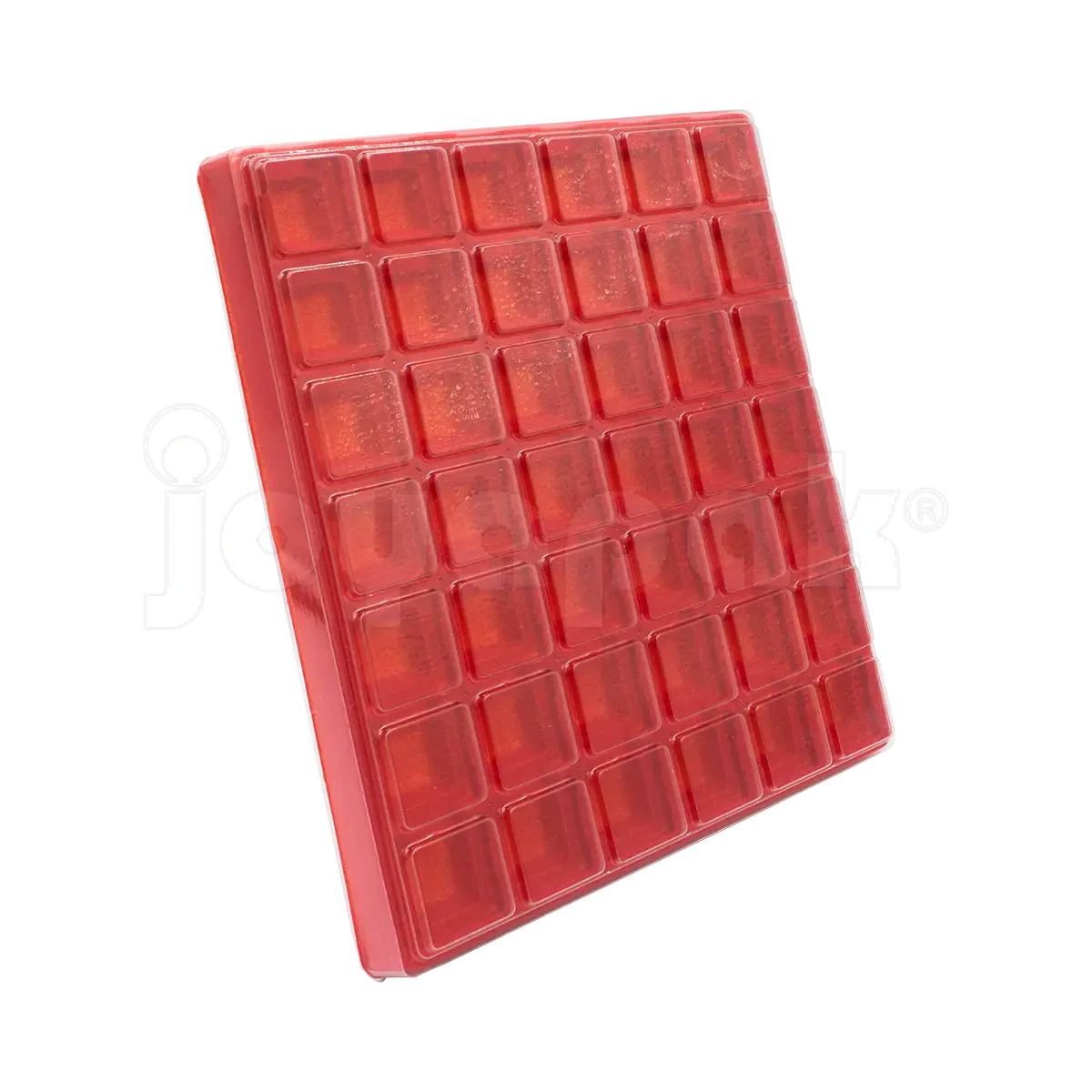 Inserto frontal Rojo para exhibición de 42 blisters chicos.