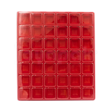 Inserto en ángulo Rojo para exhibición de 42 blisters.