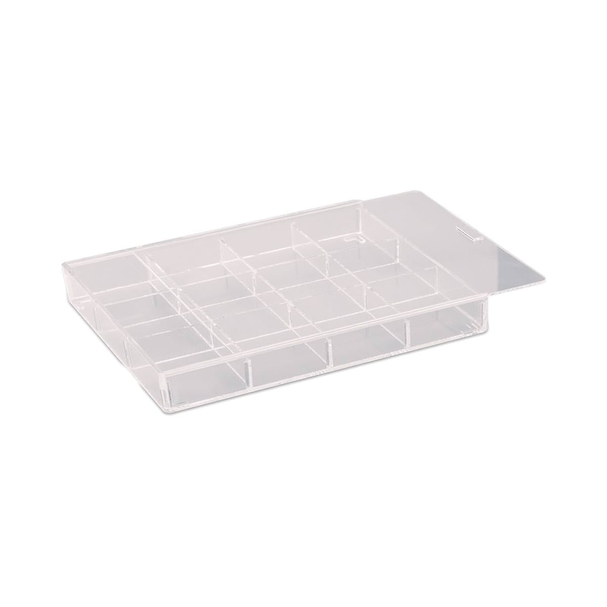 Charola de Acrílico Transparente 12 Divisiones con Tapa