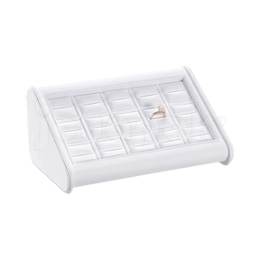 Exhibidor frontal de madera y tela Blanco para collares.