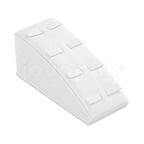 Exhibidor de madera y tela blanco 6007 para juegos de joyería completos.