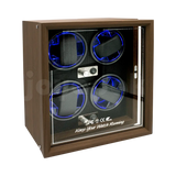 Estuche de Madera Giratorio con Luz LED 4 Relojes