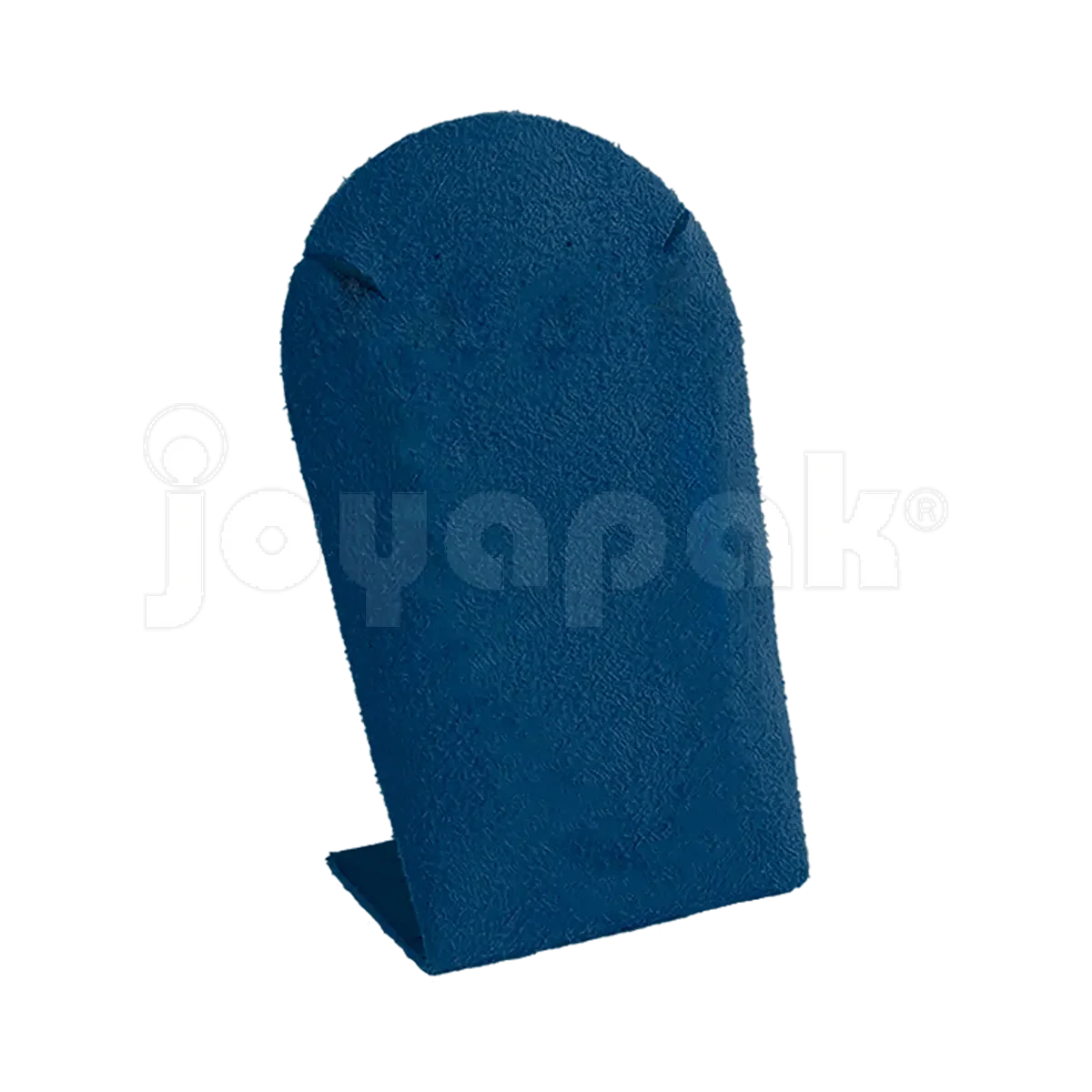 Exhibidor de madera Zafiro azul marino 6802 con juego de collar largo, vista lateral.
